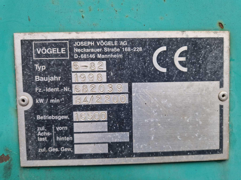 Vögele Super 1600 - Asphalt paver: picture 4 Vögele Super 1600 - Asphalt paver: picture 4