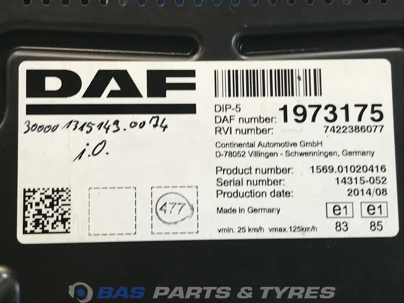 DAF LF Euro 6 Instrumentenpaneel DAF 1952905 - Dashboard for Truck: picture 3 DAF LF Euro 6 Instrumentenpaneel DAF 1952905 - Dashboard for Truck: picture 3