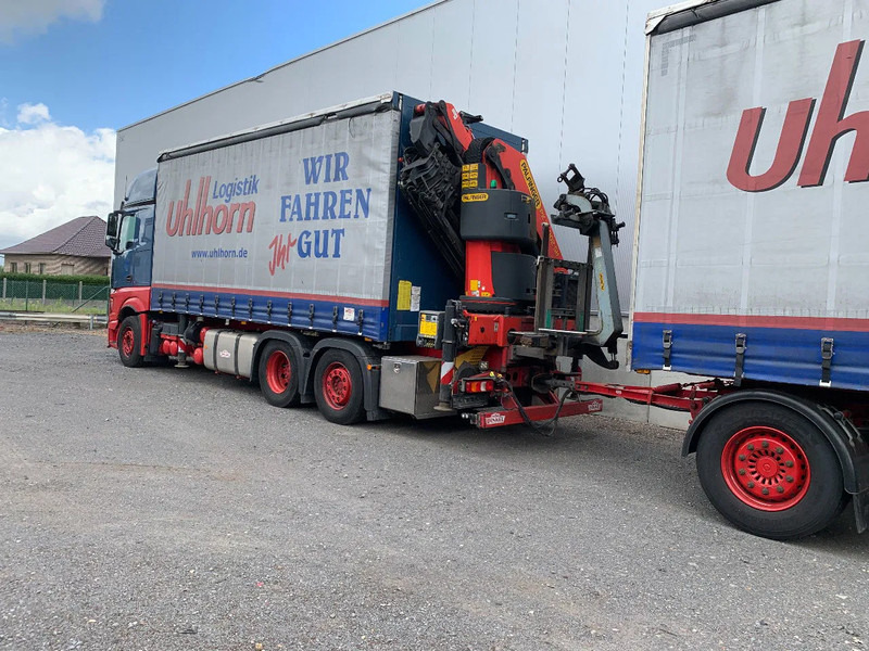 Curtainsider truck, Crane truck Mercedes-Benz Actros 2548 6X2 + Aanhanger*Palfinger crane*Cruise control*Airco*: picture 18