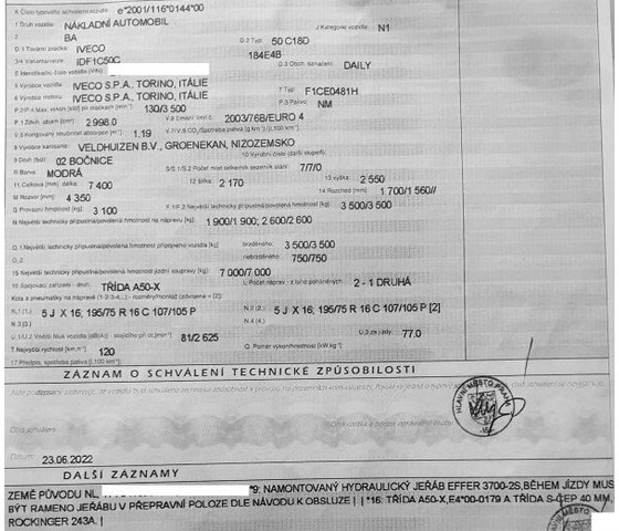 Flatbed van, Combi van Iveco 50C18 Daily 3.D 16V +Effer: picture 15 Flatbed van, Combi van Iveco 50C18 Daily 3.D 16V +Effer: picture 15