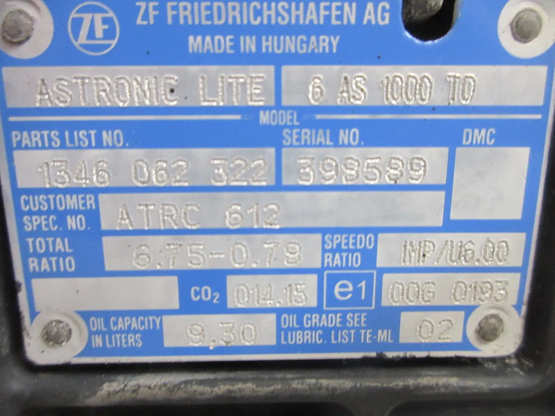 DAF 1721272 // 1719130 6 AS 1000 TO RATIO 6.75-0.79 DAF LF 230 EURO 6 MODEL 2020 - Gearbox for Truck: picture 5 DAF 1721272 // 1719130 6 AS 1000 TO RATIO 6.75-0.79 DAF LF 230 EURO 6 MODEL 2020 - Gearbox for Truck: picture 5