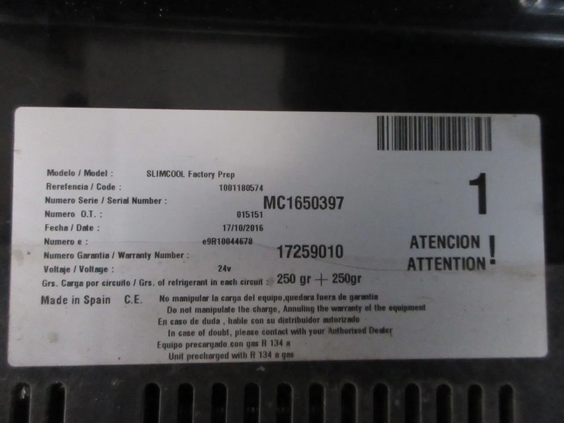 DAF 17259010 SLIMCOOL DAF DAKAIRCO XF 106 EURO 6 MODEL 2017 - A/C part for Truck: picture 5 DAF 17259010 SLIMCOOL DAF DAKAIRCO XF 106 EURO 6 MODEL 2017 - A/C part for Truck: picture 5