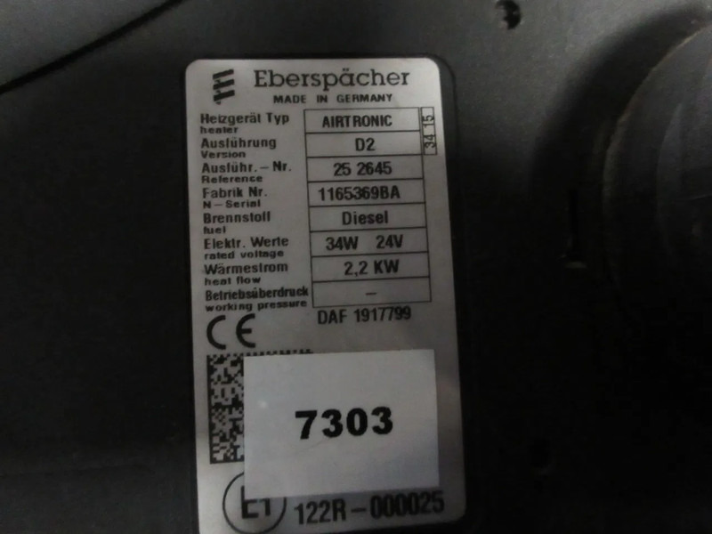 DAF 1917799 STANDKACHEL DAF XF CF LF EURO 6 EBERSPACHER D2 - Electrical system for Truck: picture 5 DAF 1917799 STANDKACHEL DAF XF CF LF EURO 6 EBERSPACHER D2 - Electrical system for Truck: picture 5