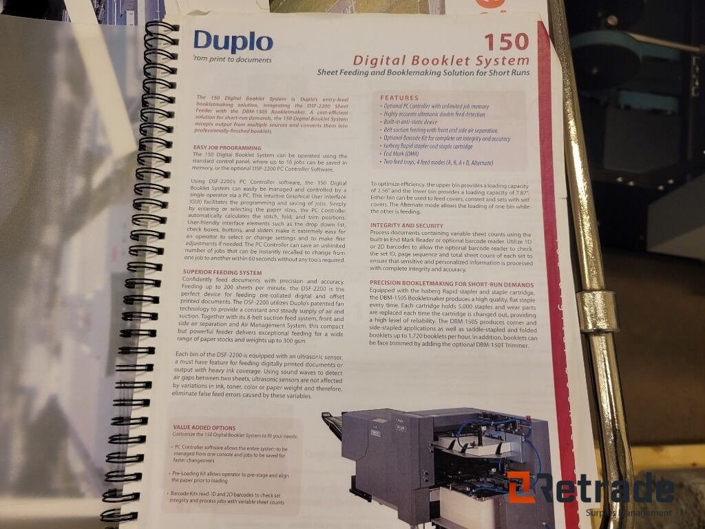 Häftesmaskin vikning falsning helautomatisk Duplo DBM-150 - Industrial equipment: picture 5 Häftesmaskin vikning falsning helautomatisk Duplo DBM-150 - Industrial equipment: picture 5