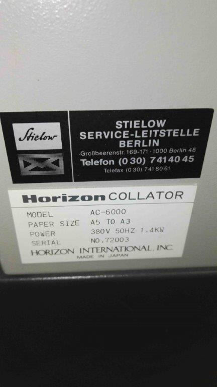 HORIZON Single Sheet Vacuum Feeder Gathering Machine AC-6000 S CF-20 with Cover Feeder - Printing machinery: picture 4 HORIZON Single Sheet Vacuum Feeder Gathering Machine AC-6000 S CF-20 with Cover Feeder - Printing machinery: picture 4