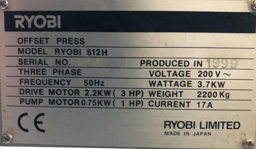 Offset printing machine Two colors Ryobi 512 H: picture 7