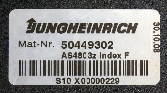 Jungheinrich 50449302 | Stuur regeling Controller AS4803 Z Index F sn.S10X000002 - ECU for Material handling equipment: picture 3 Jungheinrich 50449302 | Stuur regeling Controller AS4803 Z Index F sn.S10X000002 - ECU for Material handling equipment: picture 3