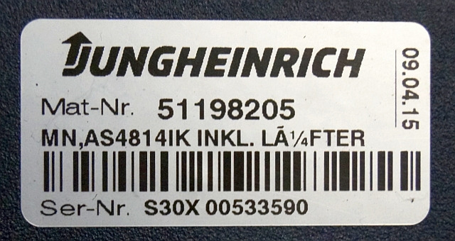 Jungheinrich 51159321 | Rij/hef regeling drive/lifting controller AS4814Ik Index - ECU for Material handling equipment: picture 5 Jungheinrich 51159321 | Rij/hef regeling drive/lifting controller AS4814Ik Index - ECU for Material handling equipment: picture 5