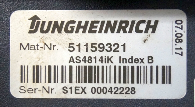 Jungheinrich 51159321 | Rij/hef regeling drive/lifting controller AS4814Ik Index - ECU for Material handling equipment: picture 4 Jungheinrich 51159321 | Rij/hef regeling drive/lifting controller AS4814Ik Index - ECU for Material handling equipment: picture 4
