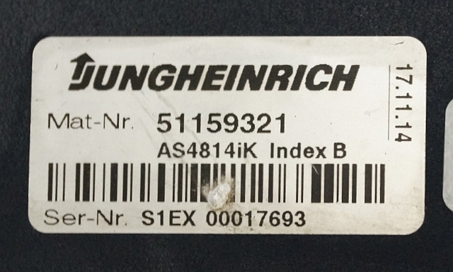Jungheinrich 51159321 | Rij/hef regeling drive/lifting controller AS4814Ik Index - ECU for Material handling equipment: picture 3 Jungheinrich 51159321 | Rij/hef regeling drive/lifting controller AS4814Ik Index - ECU for Material handling equipment: picture 3