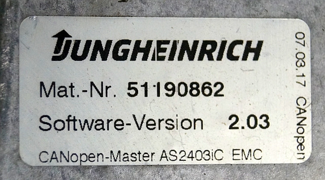 Jungheinrich 51168614 | Rij regeling Drive controller complete with internal cha - ECU for Material handling equipment: picture 3 Jungheinrich 51168614 | Rij regeling Drive controller complete with internal cha - ECU for Material handling equipment: picture 3