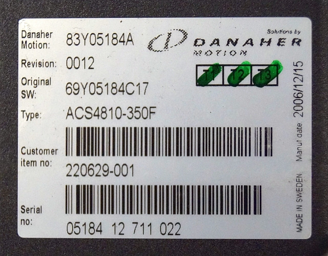 Toyota/BT 220629-001 | Danaher motion AC Superdrive motor controller 83Y05184A A - ECU for Material handling equipment: picture 2 Toyota/BT 220629-001 | Danaher motion AC Superdrive motor controller 83Y05184A A - ECU for Material handling equipment: picture 2