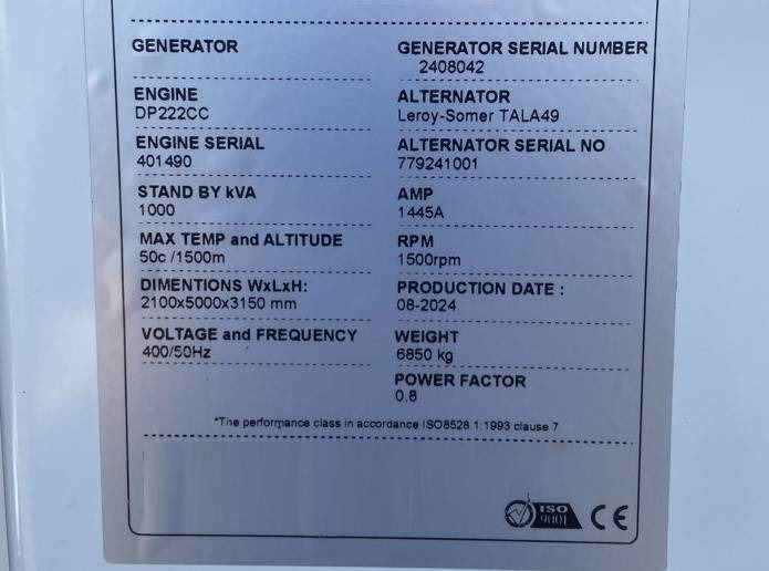 Hyundai DP222CC - 1000 kVA Generator - DPX-21068 - Generator set: picture 4 Hyundai DP222CC - 1000 kVA Generator - DPX-21068 - Generator set: picture 4