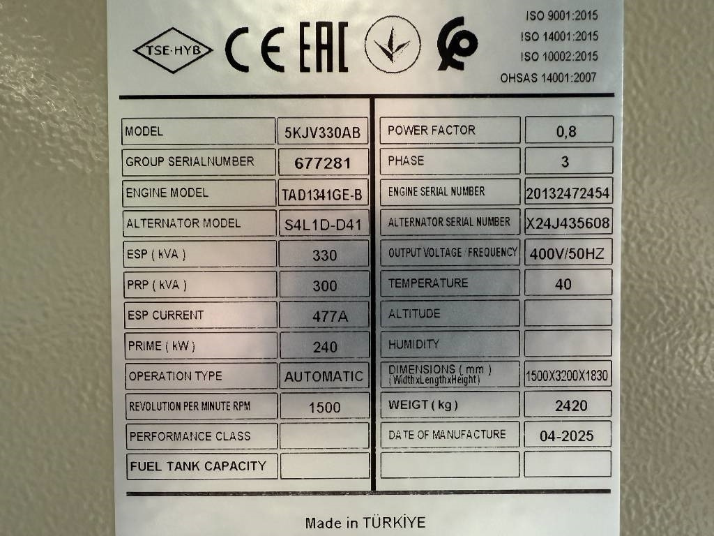 New Generator set Volvo TAD1341GE - 330 kVA Generator - DPX-18877-O: picture 6