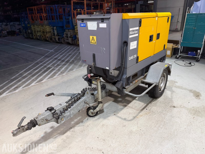2014 Atlas Copco QAS 20 TR tilhengermontert aggregat - 20 KVA / 16 kW - Construction equipment: picture 1 2014 Atlas Copco QAS 20 TR tilhengermontert aggregat - 20 KVA / 16 kW - Construction equipment: picture 1