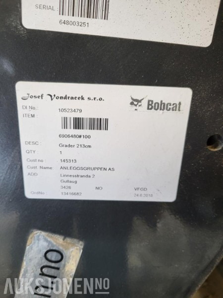 2018 Bobcat Grader 213 - Veiskrape til Bobcat - Construction equipment: picture 3 2018 Bobcat Grader 213 - Veiskrape til Bobcat - Construction equipment: picture 3