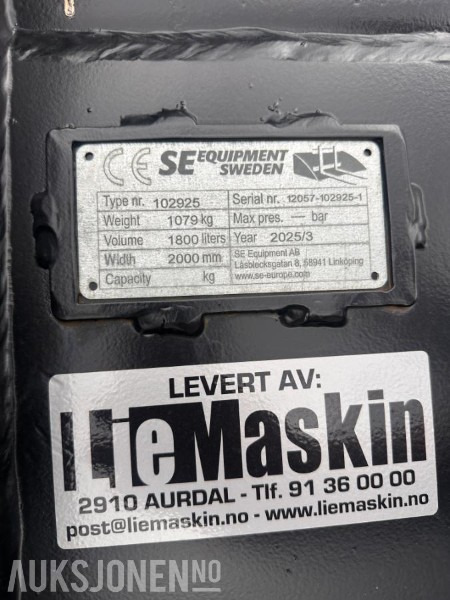 SE Gallerskuffe S70 1800L - Attachment for Construction machinery: picture 3 SE Gallerskuffe S70 1800L - Attachment for Construction machinery: picture 3