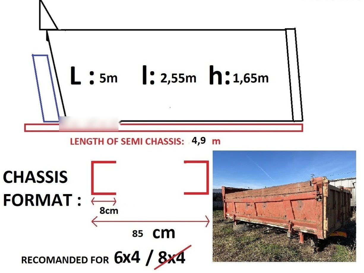 Hyva Bena 6x4 cu semissiu si cilindru : 4,9 m lungime semisasiu pentr - Frame/ Chassis for Truck: picture 1 Hyva Bena 6x4 cu semissiu si cilindru : 4,9 m lungime semisasiu pentr - Frame/ Chassis for Truck: picture 1
