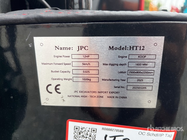 2025 JPC HT12 (Unused) Mini Excavator: <6.6t - Mini excavator: picture 1 2025 JPC HT12 (Unused) Mini Excavator: <6.6t - Mini excavator: picture 1