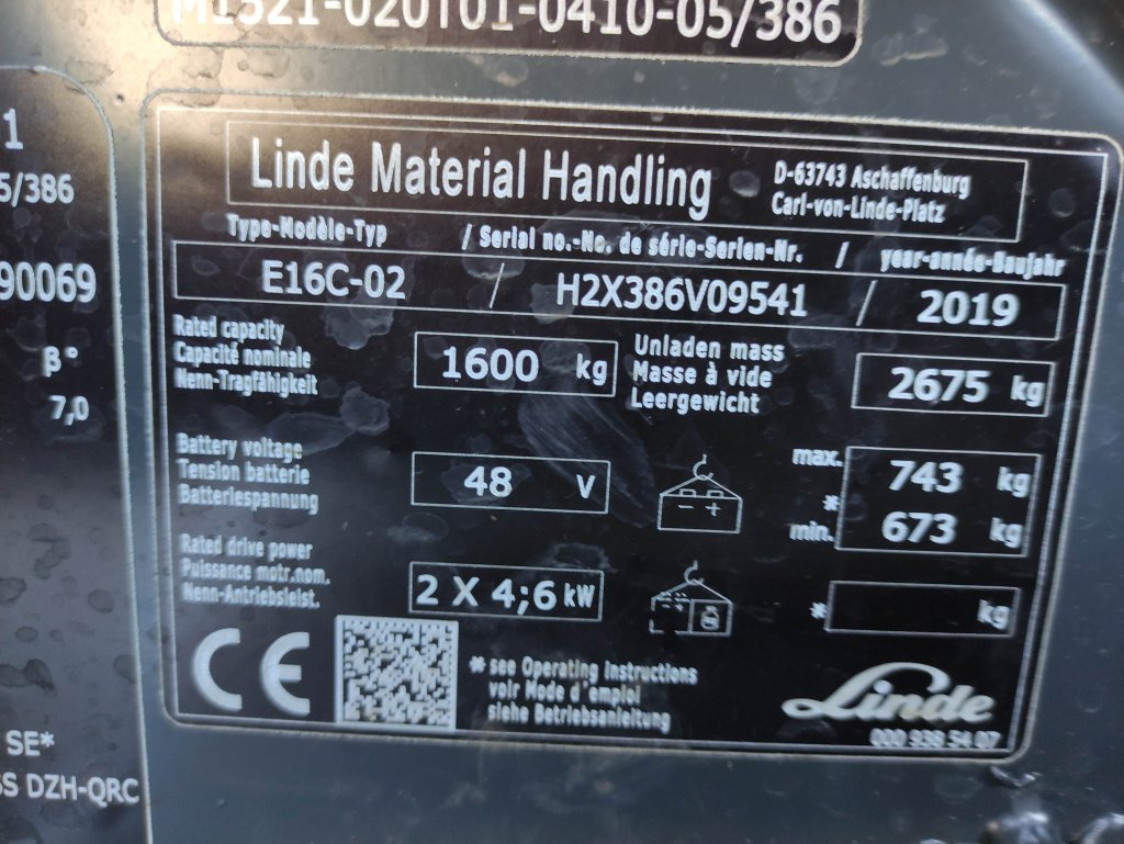 Electric forklift Linde E16C-02-386 EVO: picture 6