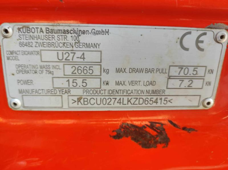 Kubota U27-4 - Mini excavator: picture 3 Kubota U27-4 - Mini excavator: picture 3