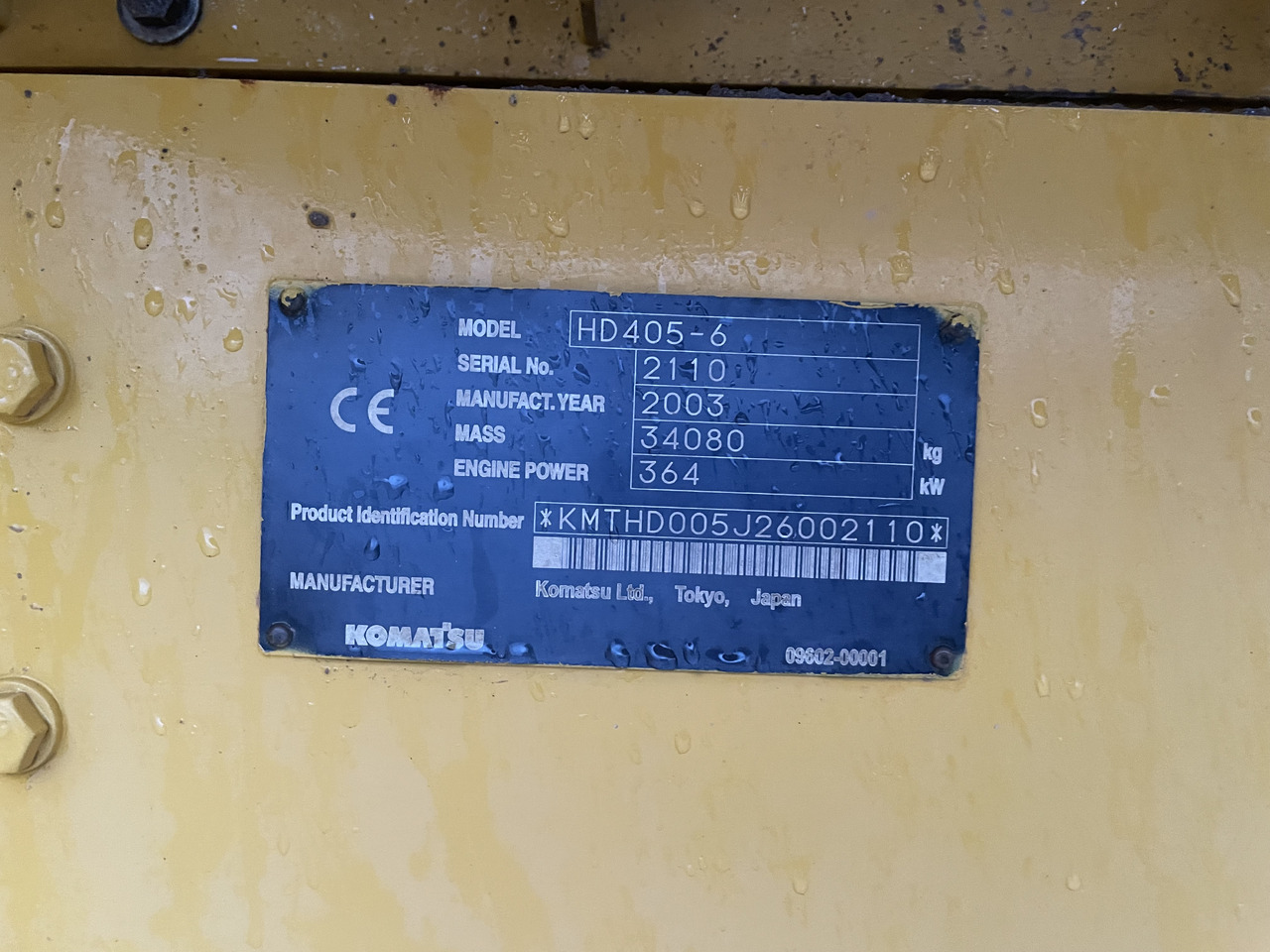 KOMATSU Hd405-6 - Rigid dumper/ Rock truck: picture 3 KOMATSU Hd405-6 - Rigid dumper/ Rock truck: picture 3