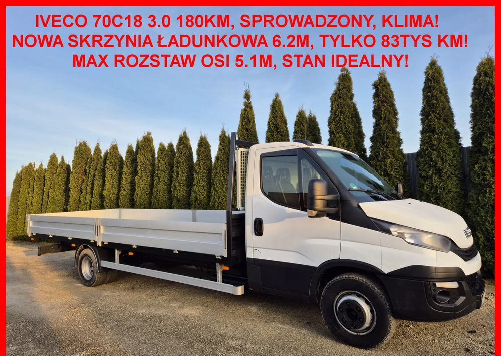 Iveco 70C18 3.0 180KM/ Skrzyniowy / 1 Właściciel/ Himatic 8b/ Rozstaw osi max 5.1m/ - Flatbed van: picture 1 Iveco 70C18 3.0 180KM/ Skrzyniowy / 1 Właściciel/ Himatic 8b/ Rozstaw osi max 5.1m/ - Flatbed van: picture 1