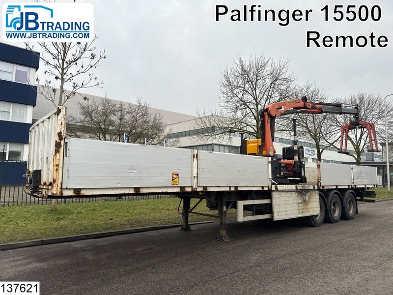 Lecitrailer open laadbak Palfinger PK15500, Remote - Dropside/ Flatbed semi-trailer: picture 1 Lecitrailer open laadbak Palfinger PK15500, Remote - Dropside/ Flatbed semi-trailer: picture 1