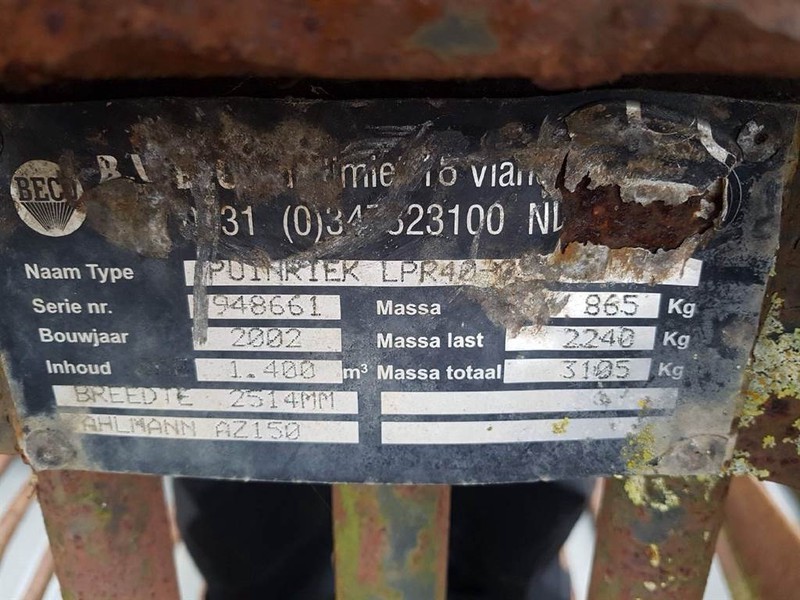 Ahlmann AZ150-Beco LPR40-2,51 mtr-Skeleton bucket - Bucket: picture 3 Ahlmann AZ150-Beco LPR40-2,51 mtr-Skeleton bucket - Bucket: picture 3