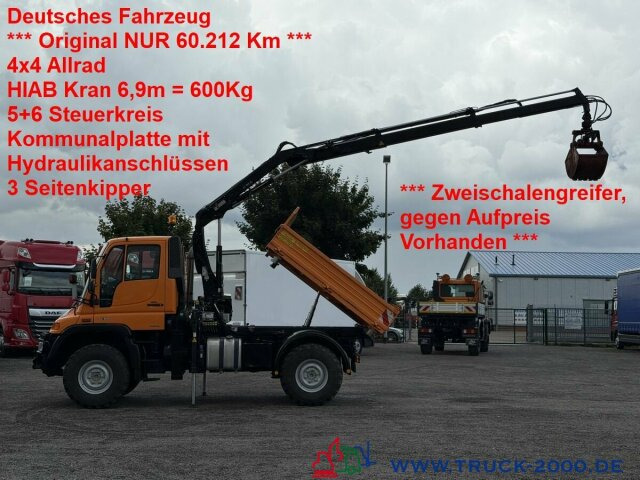 Unimog Unimog U300 4x4 Hiab Kran mit original 60.212 Km - Tipper, Crane truck: picture 1 Unimog Unimog U300 4x4 Hiab Kran mit original 60.212 Km - Tipper, Crane truck: picture 1