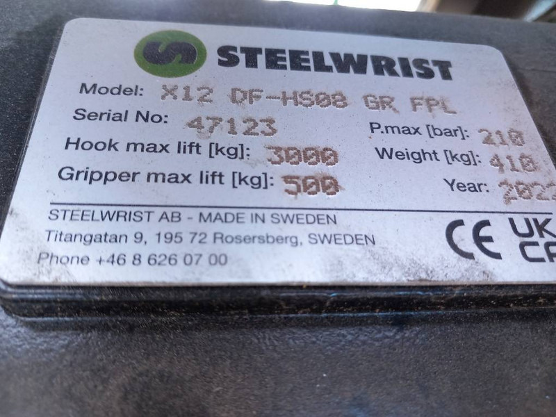 STEELWRIST X12 DF-HS08 GR FPL - Attachment for Construction machinery: picture 4 STEELWRIST X12 DF-HS08 GR FPL - Attachment for Construction machinery: picture 4