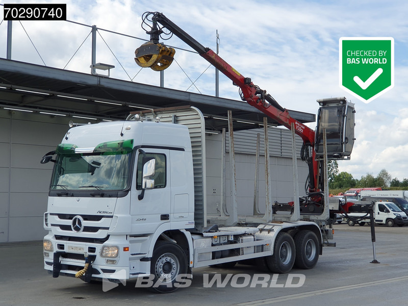 Mercedes-Benz Actros 3346 6X4 Original KM's! FTG V10CX.81 Kran Crane Holztransport Big-Axle Steelsuspension - Timber truck, Crane truck: picture 1 Mercedes-Benz Actros 3346 6X4 Original KM's! FTG V10CX.81 Kran Crane Holztransport Big-Axle Steelsuspension - Timber truck, Crane truck: picture 1