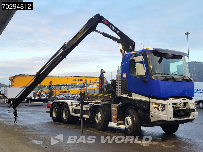 Hook lift truck, Crane truck Renault C 430 8X4 HIAB X-Hiduo 188 B-2 Crane + Hook Full Steel Big-Axle Euro 6: picture 6