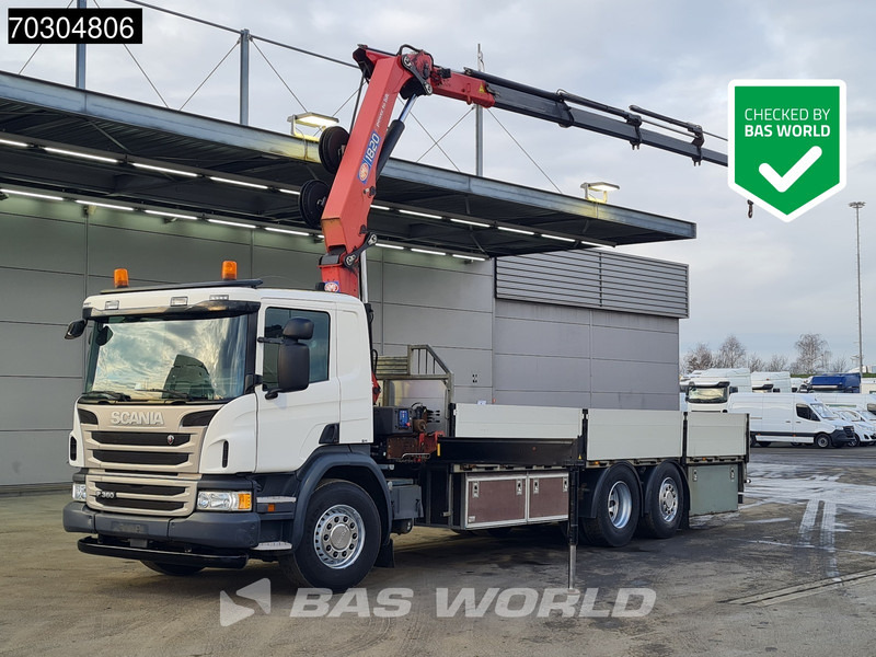 Scania P360 P 6X2 HMF 1820-K4 Kran Crane Lift+Steering Axle Air suspension Euro 6 - Dropside/ Flatbed truck, Crane truck: picture 1 Scania P360 P 6X2 HMF 1820-K4 Kran Crane Lift+Steering Axle Air suspension Euro 6 - Dropside/ Flatbed truck, Crane truck: picture 1