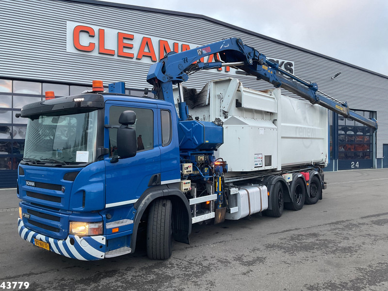 Hook lift truck, Crane truck Scania P 360 8x2 Hiab 21 Tonmeter laadkraan: picture 1