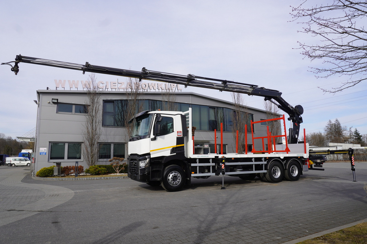 RENAULT C430 / 15m crane HIAB 244 EP-5 HIDUO 8400 kg / Platform with stanchions - Forestry trailer: picture 5 RENAULT C430 / 15m crane HIAB 244 EP-5 HIDUO 8400 kg / Platform with stanchions - Forestry trailer: picture 5
