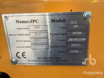 JPC KV12 (Unused) - Mini excavator: picture 5 JPC KV12 (Unused) - Mini excavator: picture 5