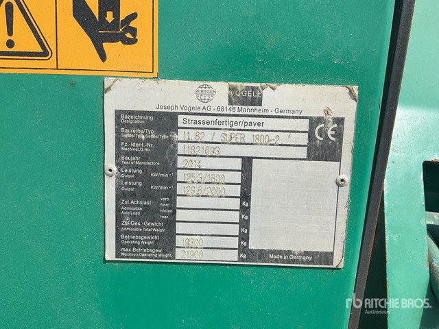 2014 Vogele Super S1800-2 Track Asphalt Paver - Flail mower/ Mulcher: picture 1 2014 Vogele Super S1800-2 Track Asphalt Paver - Flail mower/ Mulcher: picture 1