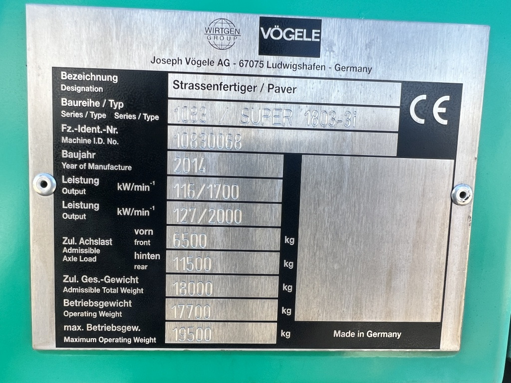 Asphalt paver Vögele Super 1803-3i (111558): picture 7