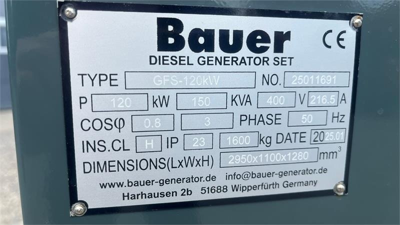 Bauer GFS-120 ATS, 120 kW/150 kVA Fabriksny generator - Generator set: picture 3 Bauer GFS-120 ATS, 120 kW/150 kVA Fabriksny generator - Generator set: picture 3