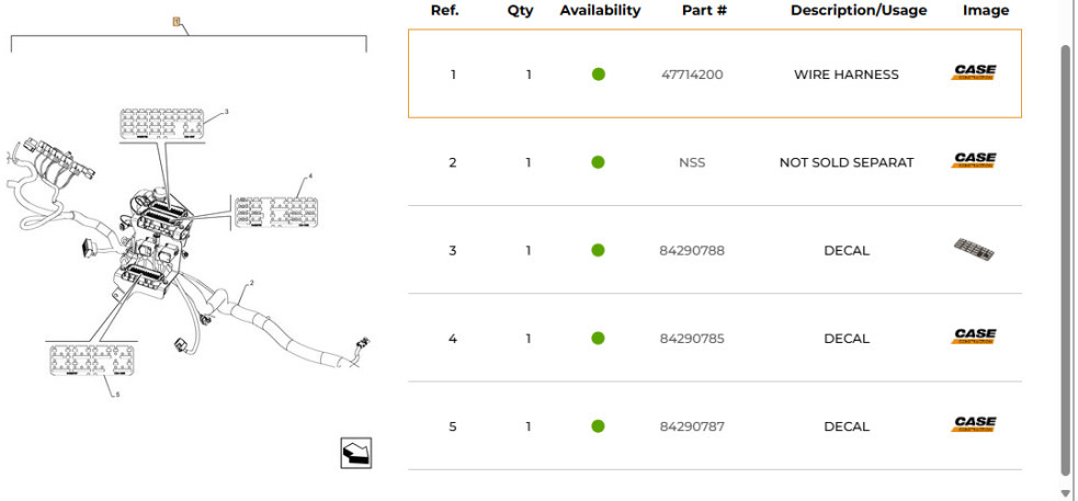 Case 47714200 - Cables/ Wire harness for Construction machinery: picture 3 Case 47714200 - Cables/ Wire harness for Construction machinery: picture 3