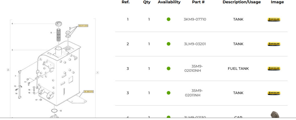 New Holland 3KM9-07710 - Fuel tank for Construction machinery: picture 1 New Holland 3KM9-07710 - Fuel tank for Construction machinery: picture 1