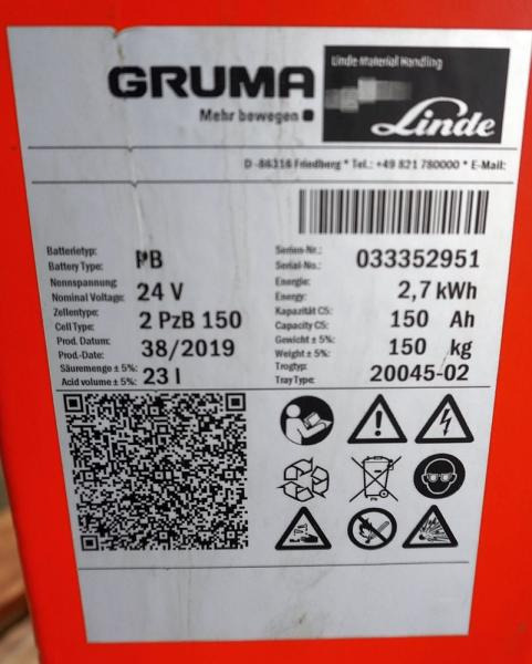 GRUMA 24 Volt 2 PzB 150 Ah - Battery for Material handling equipment: picture 5 GRUMA 24 Volt 2 PzB 150 Ah - Battery for Material handling equipment: picture 5