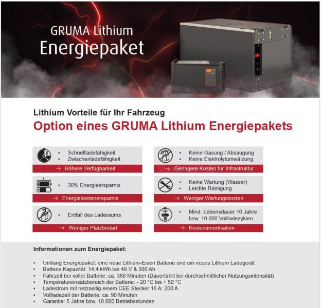 NEUES GRUMA LITHIUM ENERGIEPAKET 48 Volt 3 PzS 300 Ah - Battery for Material handling equipment: picture 1 NEUES GRUMA LITHIUM ENERGIEPAKET 48 Volt 3 PzS 300 Ah - Battery for Material handling equipment: picture 1
