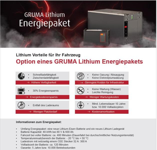 NEUES GRUMA LITHIUM ENERGIEPAKET 80 Volt 5 PzS 600 Ah - Battery for Material handling equipment: picture 1 NEUES GRUMA LITHIUM ENERGIEPAKET 80 Volt 5 PzS 600 Ah - Battery for Material handling equipment: picture 1
