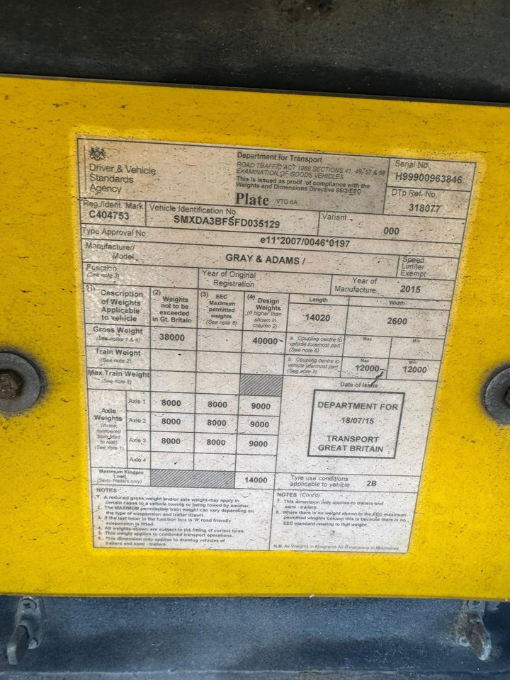 Gray and Adams 2015 Vector 1550 - Refrigerator semi-trailer: picture 5 Gray and Adams 2015 Vector 1550 - Refrigerator semi-trailer: picture 5
