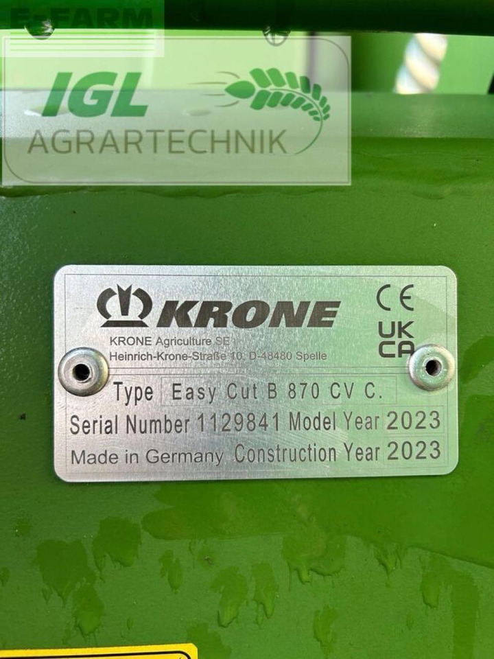 Mower Krone easycut b 870 cv collect: picture 8