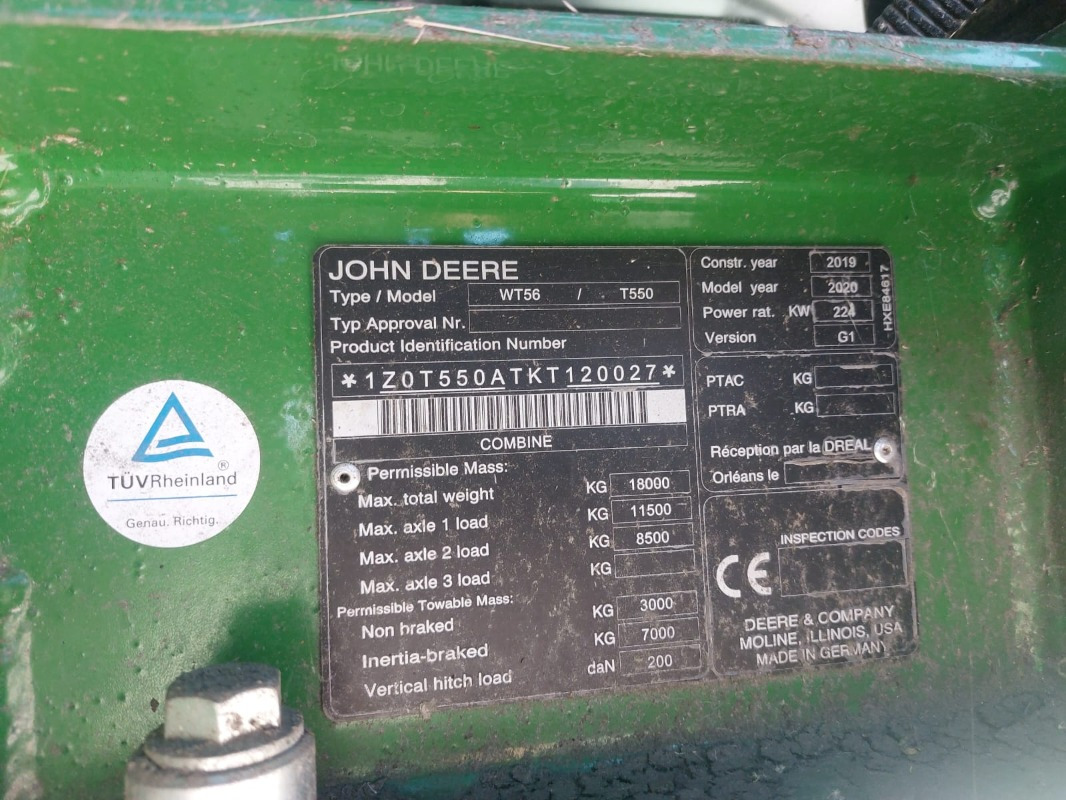 John Deere T550 - Combine harvester: picture 5 John Deere T550 - Combine harvester: picture 5