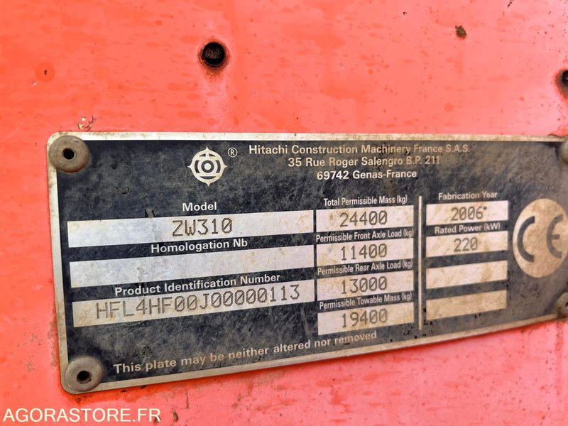 Loader CHARGEUSE 23T HITACHI ZW310 - ANNEE 2006 - 9925 HEURES: picture 8