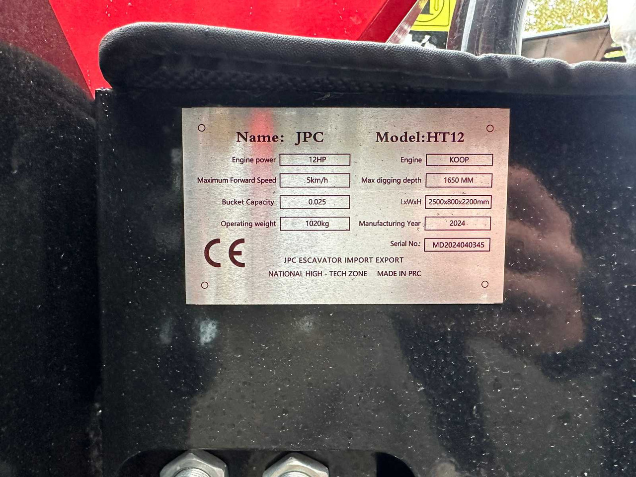 Mini excavator 2024 JPC HT12 RED MINI EXCAVATOR: picture 14